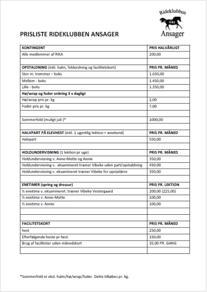 Prisliste RIKA 2020